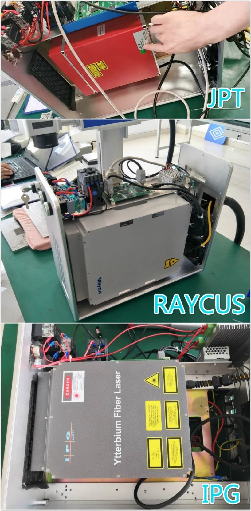 Raycus Jpt Ipg 30W 50W 60W 100W Metal Jewelry Plastic Mopa Color Fiber Laser Cutting Engraver Engraving Marking Machine with Rotary